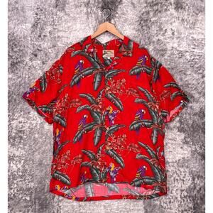 Vintage Paradise Found Shirt Large Mens Red Magnum PI Toucan Hawaiian
